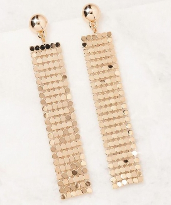 LONG BLOCK DROP EARRING EC300053 GOLD